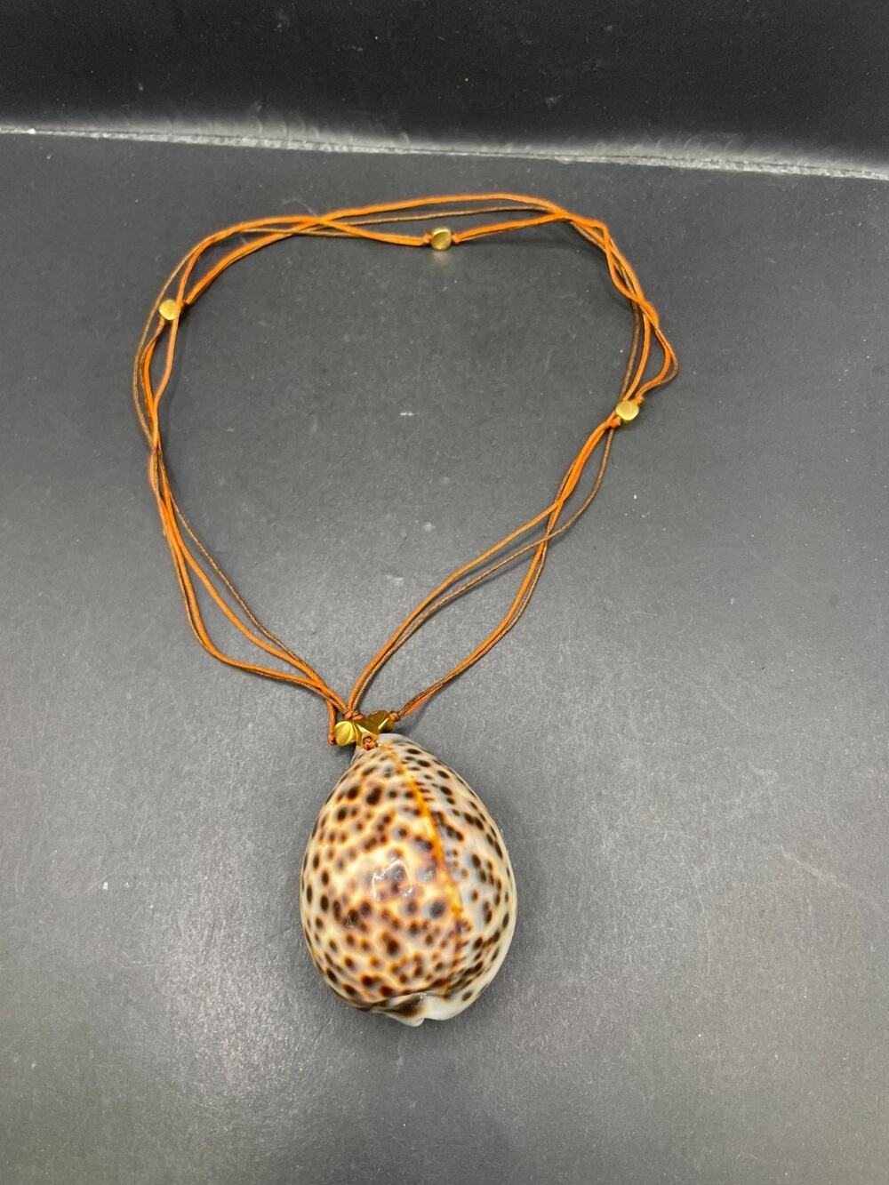Vintage Cowrie Shell Necklace Adjustable Brown Cord Boho Beach Unisex Jewelry